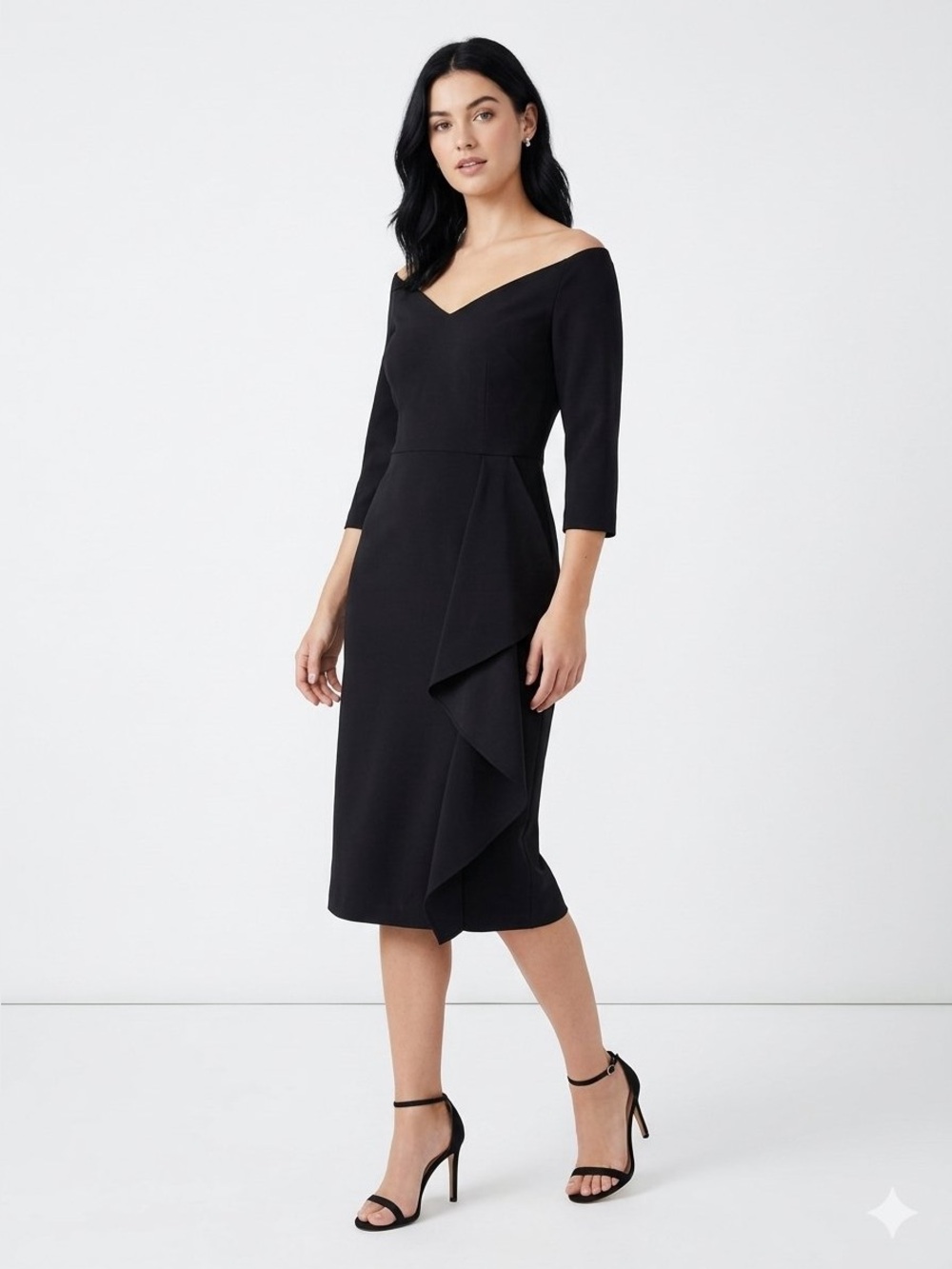 $398 Kay Unger Layered Asymmetrical Midi Dress Feminine Size 6-8 Women’s